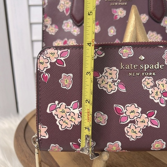 KATE SPADE l Tinsel Wallet Limited Edition Zip Around Floral Glitter Deep Berry - Picture 11 of 11